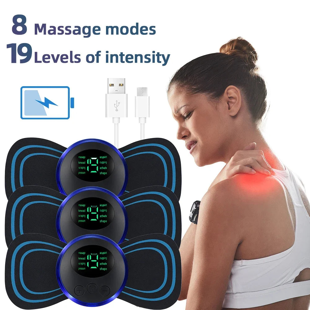 Electric Neck Massager EMS Muscle Massage Stimulator Low Frequency Instrument Back Cervical Calf Patches Pain Joints Mini Device