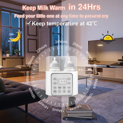 9-in-1 Double Bottle Milk Warmer with Timer and LCD Display