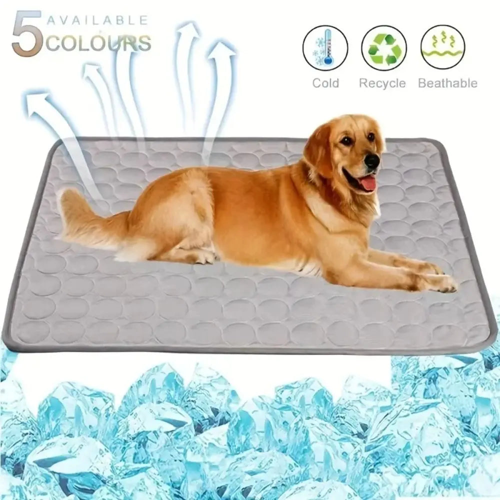 Pet Cooling Mat Dog Cat Sleeping Pad Cool Ice Silk Moisture-Proof Mattress Cushion Summer Small Animal Cold Bed 5 Sizes