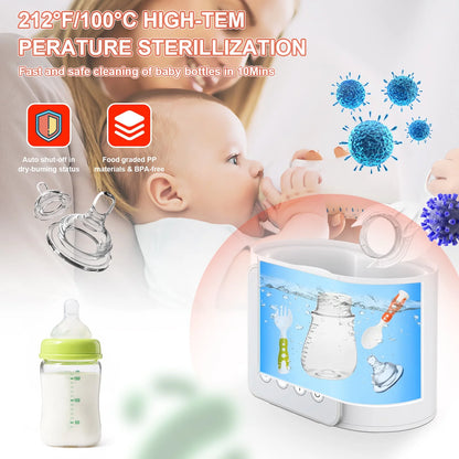 9-in-1 Double Bottle Milk Warmer with Timer and LCD Display