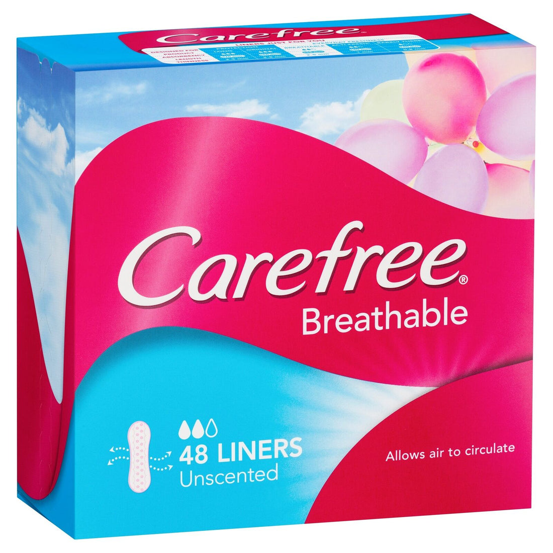 Carefree Breathable Unscented Panty Liners 48 Pack