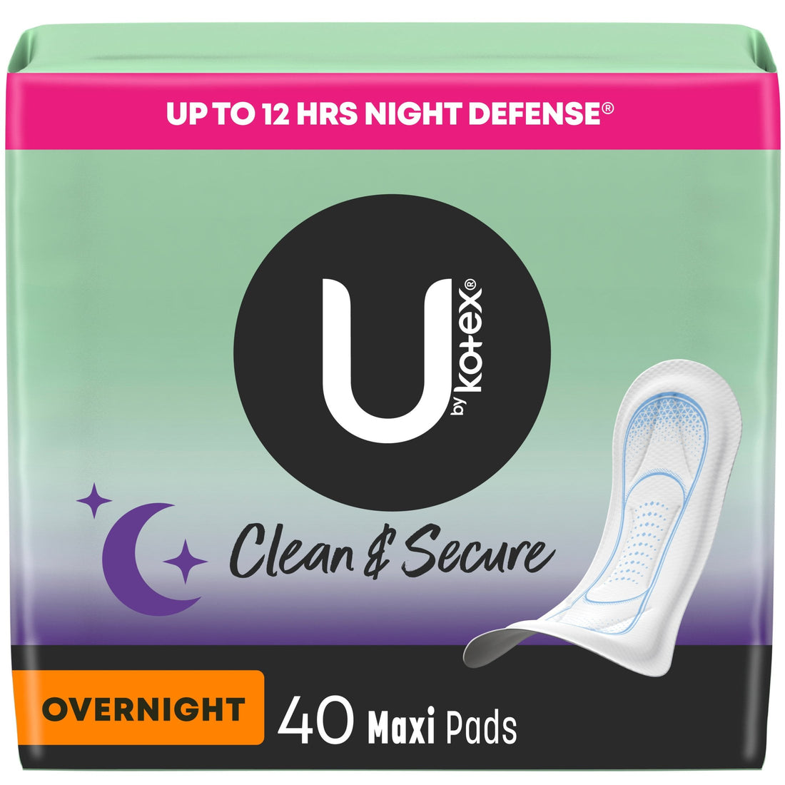 Clean &amp; Secure Overnight Maxi Pads, 40 Count