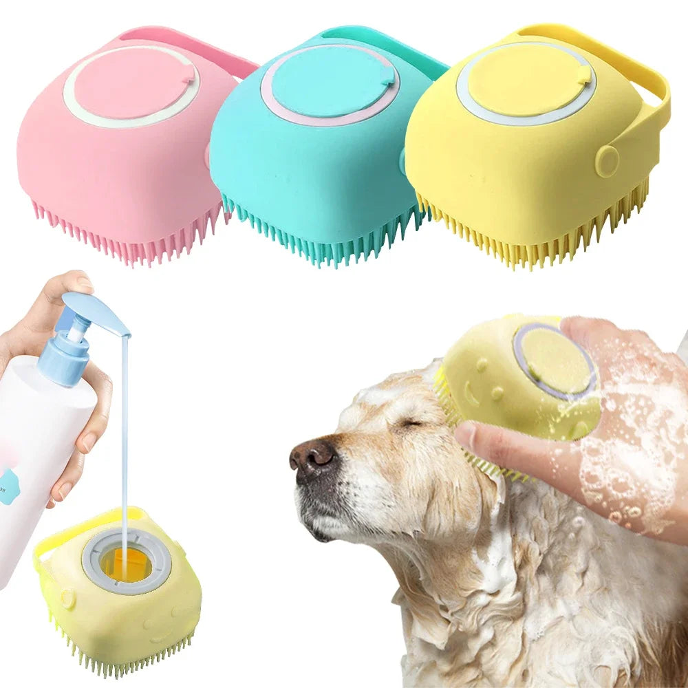 Pet Shower Cleaning Grooming Tool Fixed Collar Shampoo Massager Soft Bathing Brush Adjustable Restrainer Dog Cat Pet Supplies